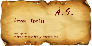 Árvay Ipoly névjegykártya